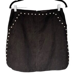 T8 Y2K VTG LUMIERE Black Studded Faux Suede Mini Skirt Women's‎ Size S
